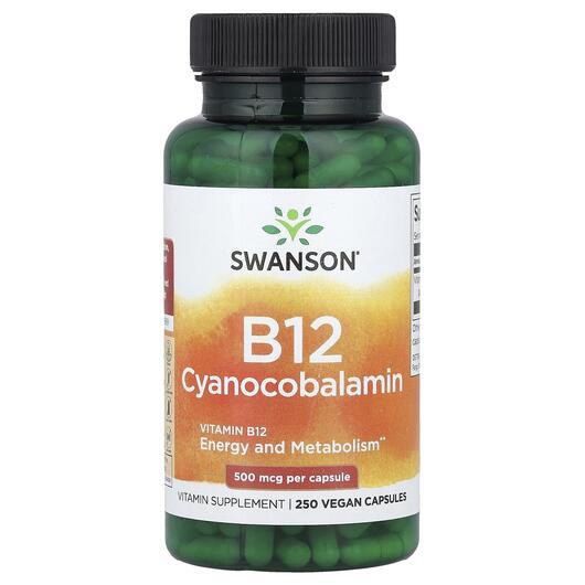 Основне фото товара Vitamin B12 500 mcg, Вітамін B12 Цианокобаламін, 260 капсул