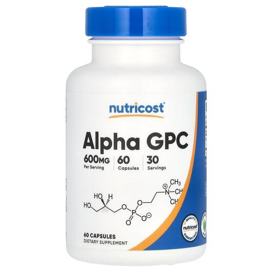 Основне фото товара Nutricost, Alpha GPC, Альфа-гліцерилфосфорілхолін, 60 капсул