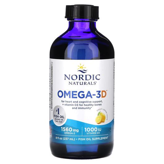 Основне фото товара Nordic Naturals, Omega-3D Lemon, Омега 3, 237 мл