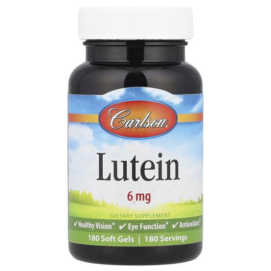 Основне фото товара Carlson, Lutein 6 mg, Лютеїн, 180 капсул