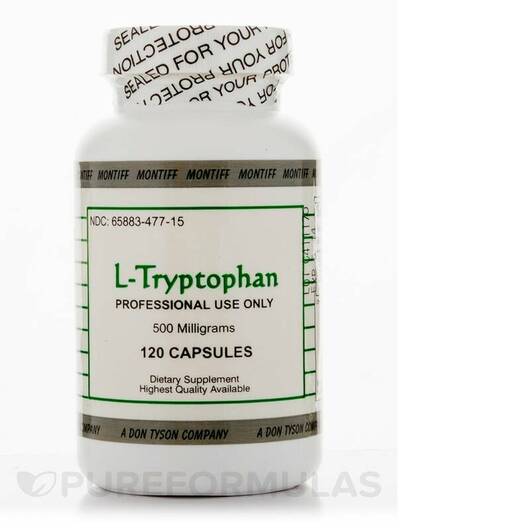 Основне фото товара Montiff, L-Tryptophan 500 mg, L-Триптофан, 120 капсул