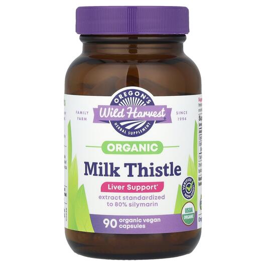 Основне фото товара Oregon's Wild Harvest, Milk Thistle, Розторопша, 90 капсул