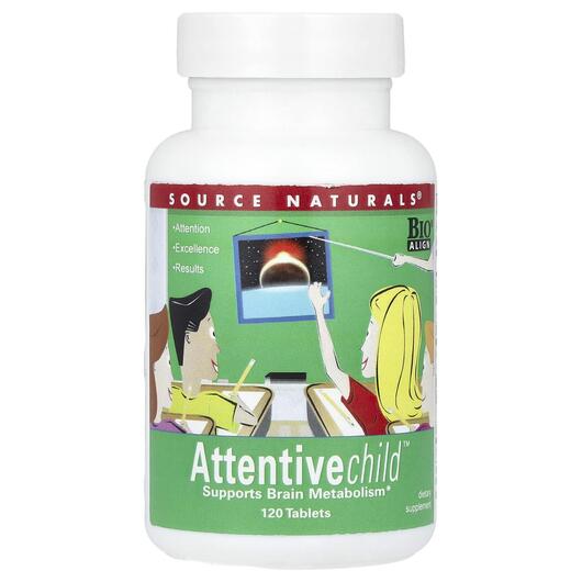 Основне фото товара Source Naturals, Attentive Child, Підтримка мозку, 120 таблеток