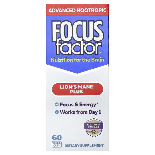 Основне фото товара Focus Factor, Lion's Mane Plus, Гриби Левова Грива, 60 капсу