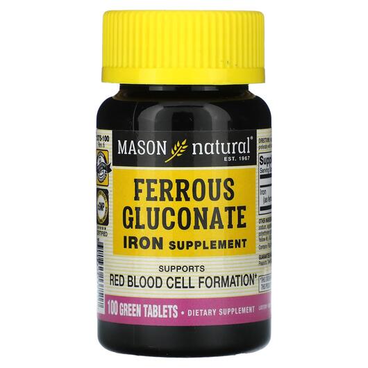Основне фото товара Mason, Ferrous Gluconate, Залізо, 100 таблеток
