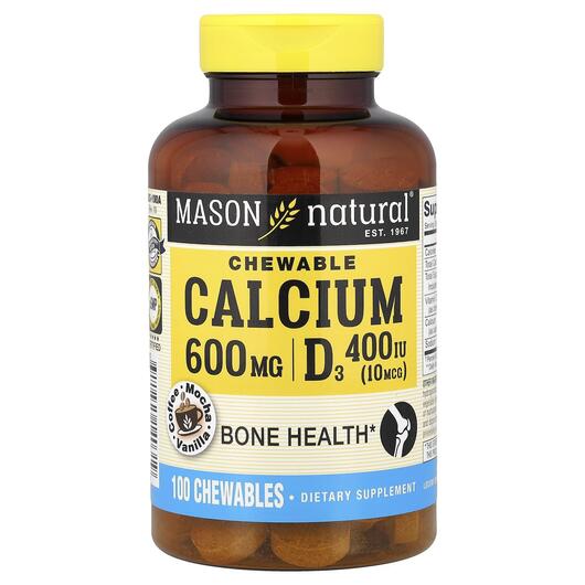 Основне фото товара Chewable Calcium + D3 Coffee Mocha, Кальцій та вітамін D3, 100 та