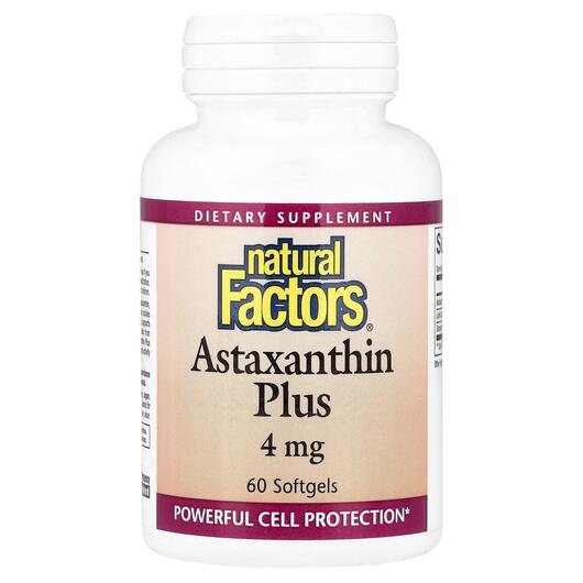 Основне фото товара Natural Factors, Astaxanthin Plus 4 mg, Астаксантин, 60 капсул