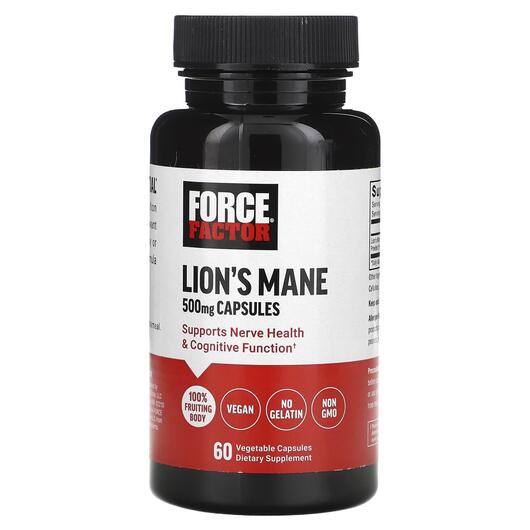 Основне фото товара Force Factor, Lion's Mane 500 mg, Гриби Левова Грива, 60 кап