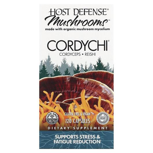 Основне фото товара Host Defense Mushrooms, Cordychii, Кордицепс та Рейши, 120 капсул