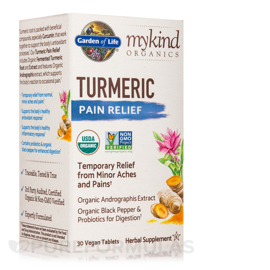 Основне фото товара mykind Organics Turmeric Pain, Екстракт кореня куркуми, 30 таблет