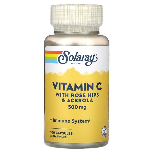 Основне фото товара Vitamin C with Rose Hips & Acerola 500 mg, Вітамін C, 100 кап