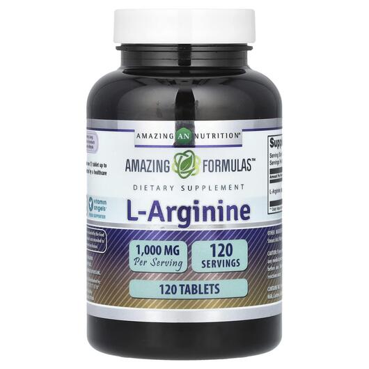 Основне фото товара Amazing Nutrition, L-Arginine 1000 mg, L-Аргінін, 120 таблеток