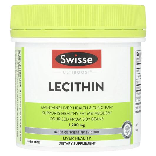 Основне фото товара Swisse, Ultiboost Lecithin 1200 mg, Лецитин Соєвий, 180 капсул