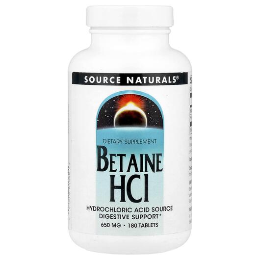 Основне фото товара Source Naturals, Betaine HCL, Бетаїн HCL, 180 таблеток