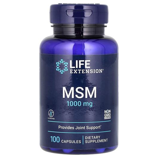 Основне фото товара Life Extension, MSM 1000 mg, МСМ 1000 мг, 100 капсул