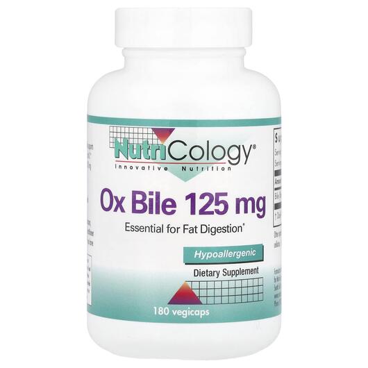 Основне фото товара Nutricology, Ox Bile 125 mg, Бичача жовч, 180 капсул