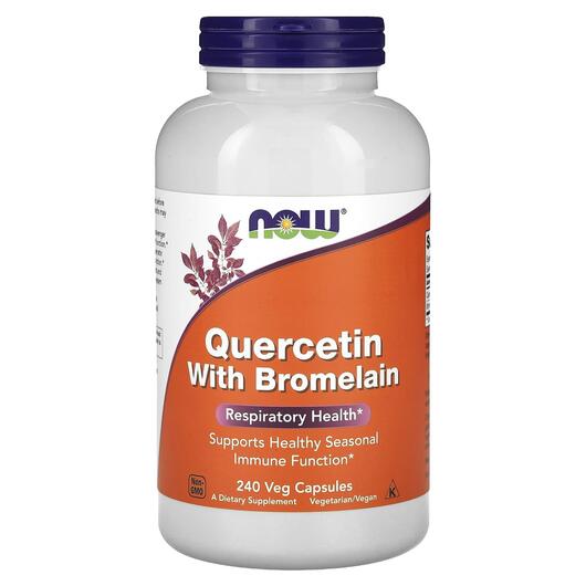 Основне фото товара NOW, Quercetin with Bromelain, Кверцетин та Бромелайн, 240 капсул