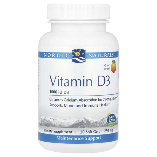 Основне фото товара Vitamin D3 1000 IU, Вітамін D3 Холекальциферол, 120 капсул