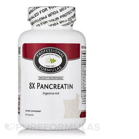 Основне фото товара Professional Formulas, 8x-Pancreatin, Панкреатин, 60 капсул