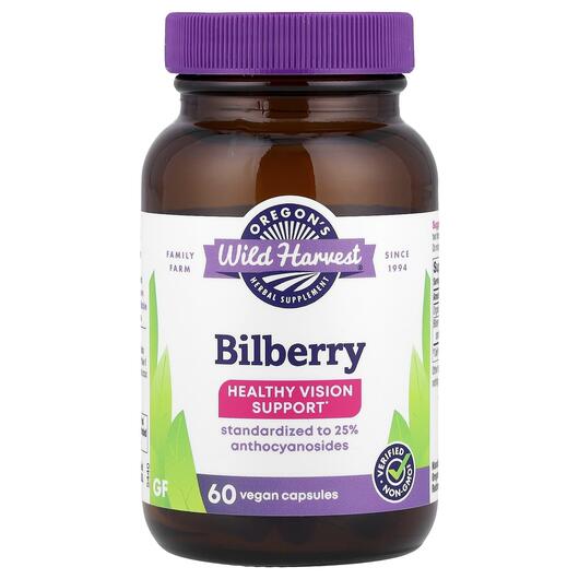 Основне фото товара Oregon's Wild Harvest, Bilberry, Чорниця, 60 капсул
