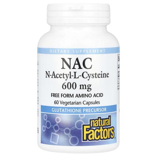 Основне фото товара Natural Factors, NAC 600 mg, N-ацетилцистеїн, 60 капсул